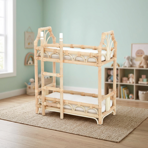 Free sample, 2-storey <b>doll</b> bed toy, Made from natural rattan, Safe for babies and environmentally friendly, - Product Image 2