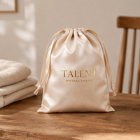 Pochette de luxe en satin de soie avec cordon de serrage, sac en satin de soie pour extensions de cheveux avec logo personnalisé et ruban