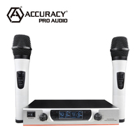 Microphone sans fil portable à double canal précision Pro Audio VHF-766, micro bluetooth, carte son pour streaming en direct