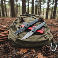 Couteau pliant Stonewashed en acier inoxydable avec manche en aluminium anodisé pour le camping, la survie et l'EDC