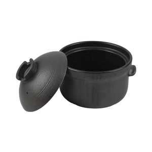 Olla de Cerámica Negra Resistente al Calor con <span class=keywords><strong>Tapa</strong></span> - Cacerola Duradera <span class=keywords><strong>para</strong></span> Estofados/Sopas (Uso Doméstico y Comercial) - Product Image 3