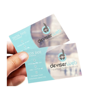Tarjetas de Visita Transparentes de PVC Personalizadas de la Marca CLF - Estampado en Caliente y Serigrafía con Relieve para Diseño de Etiquetas de Lujo - Product Image 1