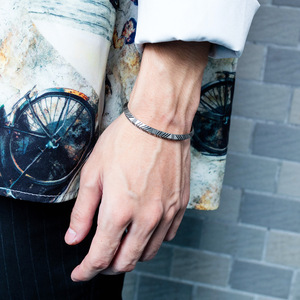Bracciale in acciaio inossidabile all'ingrosso Fashion Design argento aperto donna uomo braccialetto gioielli - Product Image 3