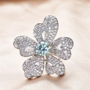 Moda Hip Hop tendenza Ring1ct6.5mm Round Gra Moissanite anello di diamanti Silver925 gioielli Design esagerato di lusso Moissanite anello - Product Image 1