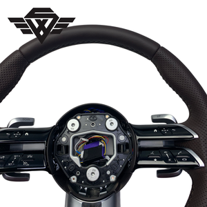 Volant en cuir véritable de haute qualité, marron, pour Mercedes Benz 223 809 C63 <span class=keywords><strong>E63</strong></span> <span class=keywords><strong>S</strong></span> Classe C W205 W213, style classique - Product Image 4