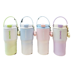 600ml&900ml Stylish Gradient Vacuum Insulated Tumbler - Minimalist Design, Large Capacity <b>Coffee</b> Cup For Women - Product Image 1