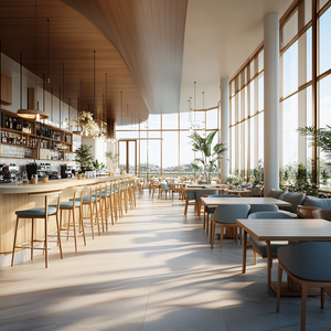 Muebles de Café Modernos LUX de Madera, Metal y Vidrio con Diseño CAD 3D Gratuito para Cafeterías y Mostradores de Tiendas - Product Image 1