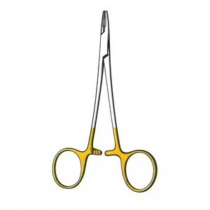 Webster Needle Holder <b>12</b> cm / 4-3/4 Inch Serrated Delicate Surgical Needle Holder with Tungsten Carbide TC GOLD Inserts - Product Image 1