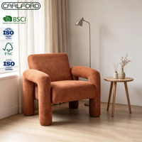 CARLFORD Moderner Plüsch-Akzentsessel Wohnzimmer-Sessel Weiche Sofastühle Luxuriöse Schlafzimmer-Lounge Hotel-Heimdekoration