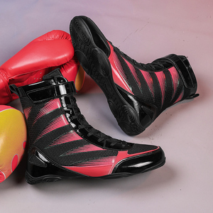 Chaussures de lutte et de boxe pour hommes, dessus en cuir véritable, semelle extérieure en caoutchouc, doublure en mesh pour la musculation et le kickboxing - Product Image 4