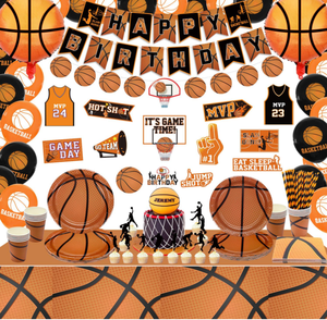 Basketbol Temalı Doğum Günü Partisi Tabaklar Bardaklar Peçeteler Masa Örtüsü Sofra Seti Pasta Süsü Afişler Çelenk Tabela Balonlar Malzemeleri - Product Image 1