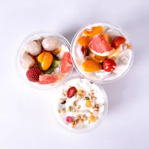 Lesui conteneur écologique transparent jetable pour gâteau à la crème de fruits et smoothie gobelets en plastique PET avec couvercle