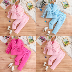 Autunno bambino abbigliamento ragazze Casual maglia a maniche lunghe completo abbigliamento ragazze giacca + pantaloni 2 pz Set traspirante - Product Image 2