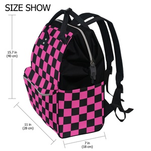 New Arrival Black Pink Checkered Print <b>Large</b> <b>Capacity</b> Diaper Tote Bags Nappy Bag Waterproof Baby Diaper <b>Backpack</b> for Travel - Product Image 2