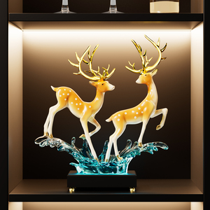 Adorno de Ciervo de Cristal con Astas Doradas, Escultura de Resina para Sala de Estar, Mueble de TV, Vinoteca, Regalo de Inauguración de Casa - Product Image 4