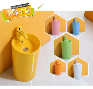 KD-K003PB Chaozhou sanitari ceramica compatti a piedistallo lavabo per bambini <span class=keywords><strong>bagno</strong></span> in piedi colore blu lavabo salone - Product Image 6