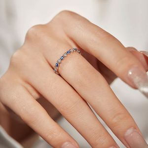 Dylam Sterling Silver <b>Ring</b> Band for Women Heart & Evil Blue Eye Lucky Jewelry Gift Fashion 5A Zirconia Enamel <b>Statement</b> <b>Ring</b> - Product Image 4