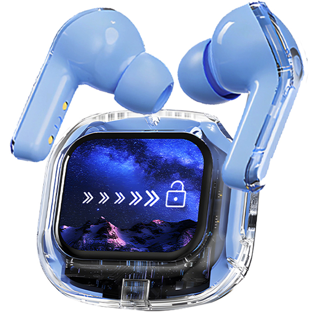 AirMax A9 TWS Earbuds Smart Touch Screen Wireless Headphone with Transparent Charger Case Long-Life Noise Cancelling Earphone