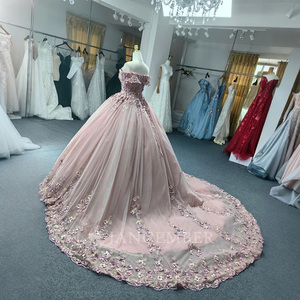 Para Jancember ANY13 Simple cuello de barco imperio con cuentas bordadas flor apliques vestidos de noche fiesta Natural para dulces 15 niñas - Product Image 2