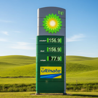 Panneau publicitaire extérieur pour station-service, enseigne commerciale personnalisée à LED solaire avec affichage des prix du carburant pour entrepreneur en signalétique