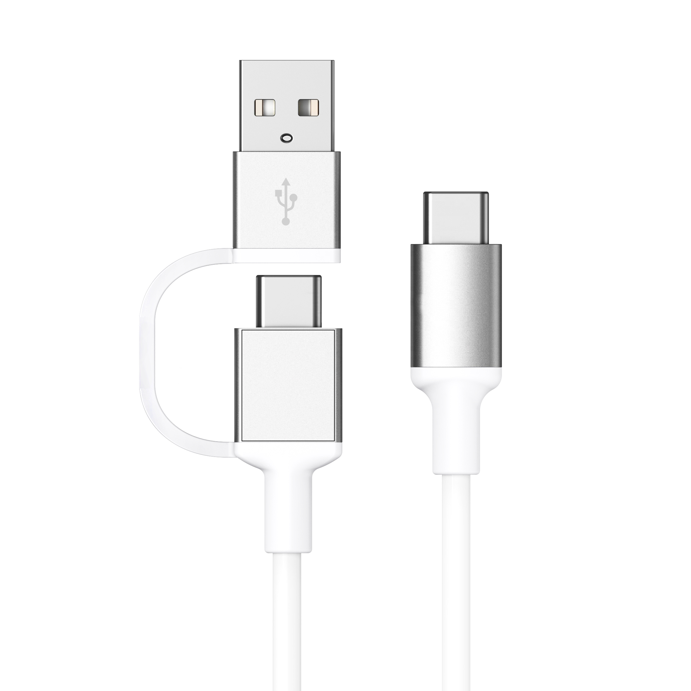Cavo USB C doppio a 3 porte bianco