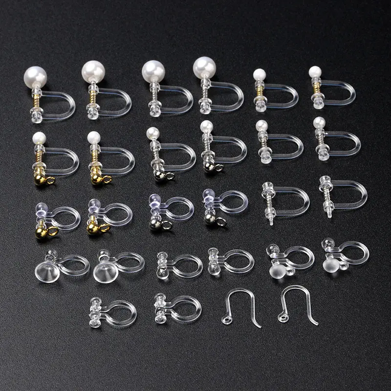 Accesorios para pendientes sin perforaciones, Clip Invisible personalizado de plástico transparente japonés, accesorios para joyería