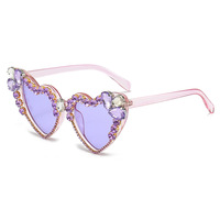 Lunettes de soleil DL GLASSES, forme œil de chat, unisexes, avec strass bleus, verres en acrylique, protection UV400, lunettes de soleil personnalisées OEM