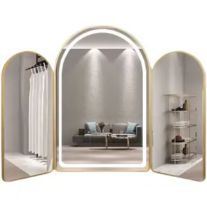 室内装飾ウェディングステージ用のカスタマイズ可能な3D LEDアーチ型ダイヤモンドフルレングスミラー