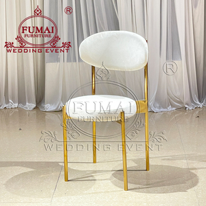 เก้าอี้จัดงานแต่งงานที่ทันสมัยเบาะกำมะหยี่สีขาวกรอบสแตนเลสสำหรับงานปาร์ตี้ให้เช่า - Product Image 3