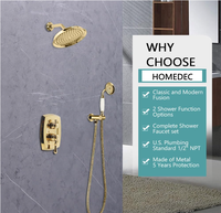 Système de douche antique HONGDEC : Pommeau de douche vintage de 9 pouces avec douchette, robinet mitigeur 2 voies en laiton, ensembles de robinetterie murale