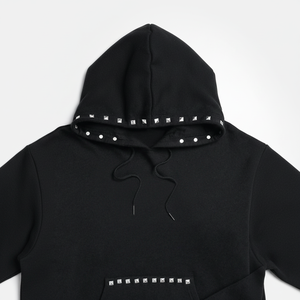 Sudadera con capucha Unisex con tachuelas personalizadas, sudaderas básicas de mezcla de algodón negro de tendencia, Tops para hombres y mujeres, talla XXS - Product Image 1