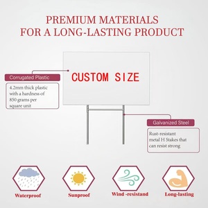 24\"x18\" Durable H-Stakes Corrugated <b>Plastic</b> <b>Sheets</b> for Lawn Yard Signs White Blank Targeted Promotions Business House Sale - Product Image 2