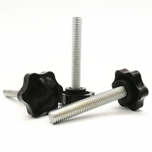 Tornillo de Mano con Mango de Plástico en Forma de Estrella, Rosca Métrica M10x65, Cabeza Hexagonal Negra, Accesorio de Ferretería - Product Image 4