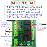 Modul Relay Multifungsi Eletechsup R4D7G04 4DO 2DI 3AI RS485 Modbus RTU PLC IO Expand 4-20MA 0-10V Tegangan