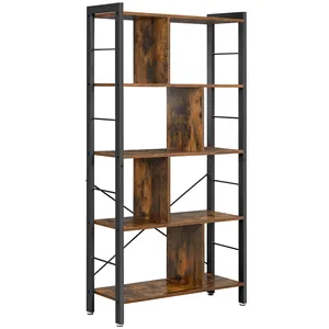 VASAGLE LBC12BX wholesale Rustic Brown 4-tier Wood Bookcase Shelves Book Rack for Library Book Storage