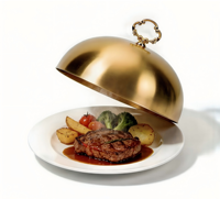 SFC-26 Couvercle de plat alimentaire sphérique en acier inoxydable doré luxueux