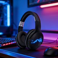 Casque sans fil à LED avec recharge solaire, casque supra-auriculaire 6.0 avec carte TF