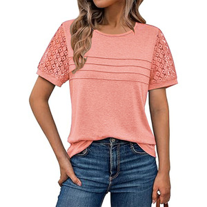 Camicie da donna a maniche corte eleganti top estivi in <span class=keywords><strong>pizzo</strong></span> primavera alla moda magliette Casual graziose camicette da lavoro - Product Image 2