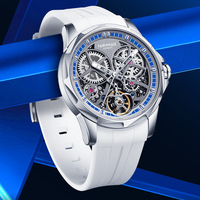 Montre squelette pour homme Mark Fairwhale, boîtier en acier inoxydable, bracelet en silicone étanche, chronographe, montre-bracelet pour affaires FW-6030