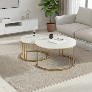 <span class=keywords><strong>Tavolino</strong></span> da Caffè in <span class=keywords><strong>Marmo</strong></span> Multifunzionale, Moderno <span class=keywords><strong>Tavolino</strong></span> Rotondo Impilabile per Arredamento Soggiorno - Product Image 4