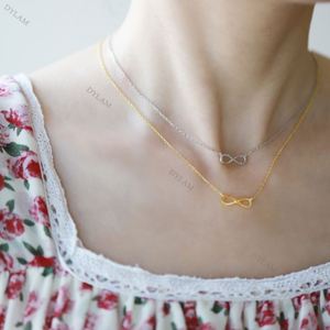 Collier Dylam Thin Minilistic plaqué or 18 carats, bijoux de tous les jours, amour infini, collier en argent sterling 925 véritable, infini en forme de 8 - Product Image 3
