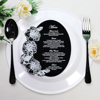Tarjeta de Menú de Acrílico Negro con Forma Irregular Personalizada con Texto en Lámina Blanca para Eventos de Celebración de Cumpleaños/Bodas/Navidad