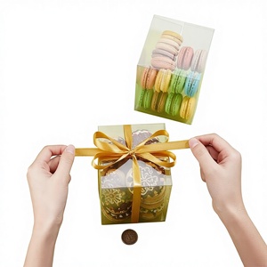 Boîtes de faveur en plastique PET transparent de 2x2x2 pouces recyclables Mini bonbons Macaron boîte de fête de mariage pour friandises portefeuilles estampage impression - Product Image 4