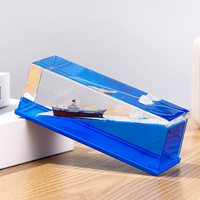 Ornement Créatif en Acrylique Bateau Pirate à Vapeur Design Méditerranéen - Anti-Stress de Bureau - Goutte d'Huile Flottante - Cadeau Parfait pour