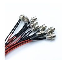 Diode LED pré-éclairé, 12V 18cm, 1 pièce, 5mm de diamètre, 8mm, Diode LED filaire, couleur unique, lunette chromée, support en alliage de Zinc, indicateur étanche IP65