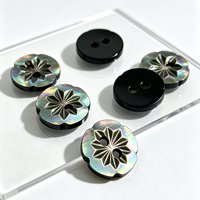 Boutons en nacre noire en forme de fleur irrégulière, 2 trous, gravure profonde, 5 pétales, coquille naturelle, boutons décoratifs pour vêtements