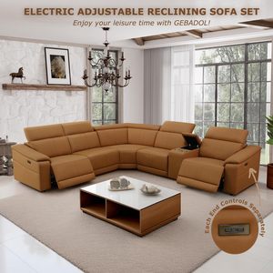 <span class=keywords><strong>Canapé</strong></span> d'angle de luxe inclinable <span class=keywords><strong>électrique</strong></span> en cuir pour salon, avec console de rangement et porte-gobelets - Product Image 4