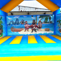 WINSUN - Casa de Brinco Inflable Personalizable con Temática Pirata, Casa de Brinco para Niños, para Fiestas en Interiores y Exteriores