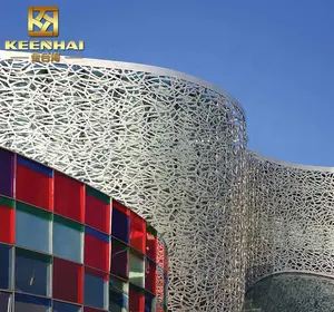 Aluminum Laser Cut Perforated Metal Panels Curtain Wall Facade For Hotels Decorative Wall Metal Panels