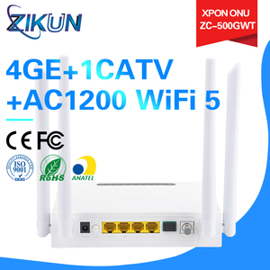 Zikun ZC-500GWT FTTH xpon <span class=keywords><strong>onu</strong></span> 4ge + AC1200 <span class=keywords><strong>wifi</strong></span> 5 + <span class=keywords><strong>CATV</strong></span> + <span class=keywords><strong>wdm</strong></span> + AGC GPON <span class=keywords><strong>epon</strong></span> ONT thiết bị sợi quang 12V Điện SC 4G - Product Image 2